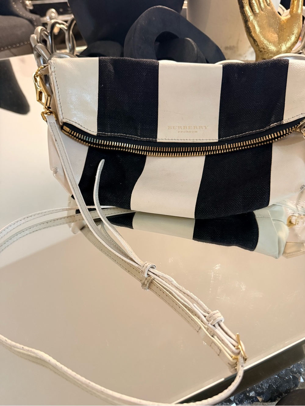 Burberry prorsum Black & White Fold-Over Crossbody Bag - Picture 9 of 12